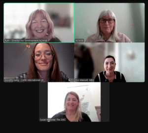 Top row from left: Ruth Batty, NCWGB Director for Development; Sheila Rosewell, NCWGB Administrator Secretary. Middle row from left: Dorothy Sang, CARE International UK; Erin Mansell, WomenÃ¢â‚¬â„¢s Poverty Group. Bottom row: Susan McKellar, Scottish WomenÃ¢â‚¬â„¢s Convention.