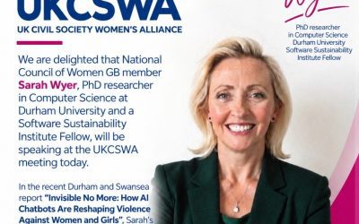 National Council of Women GB member Sarah Wyer, PhD researcher in Computer Science at Durham University and a Software Sustainability Institute Fellow, will be speaking at the UKCSWA meeting